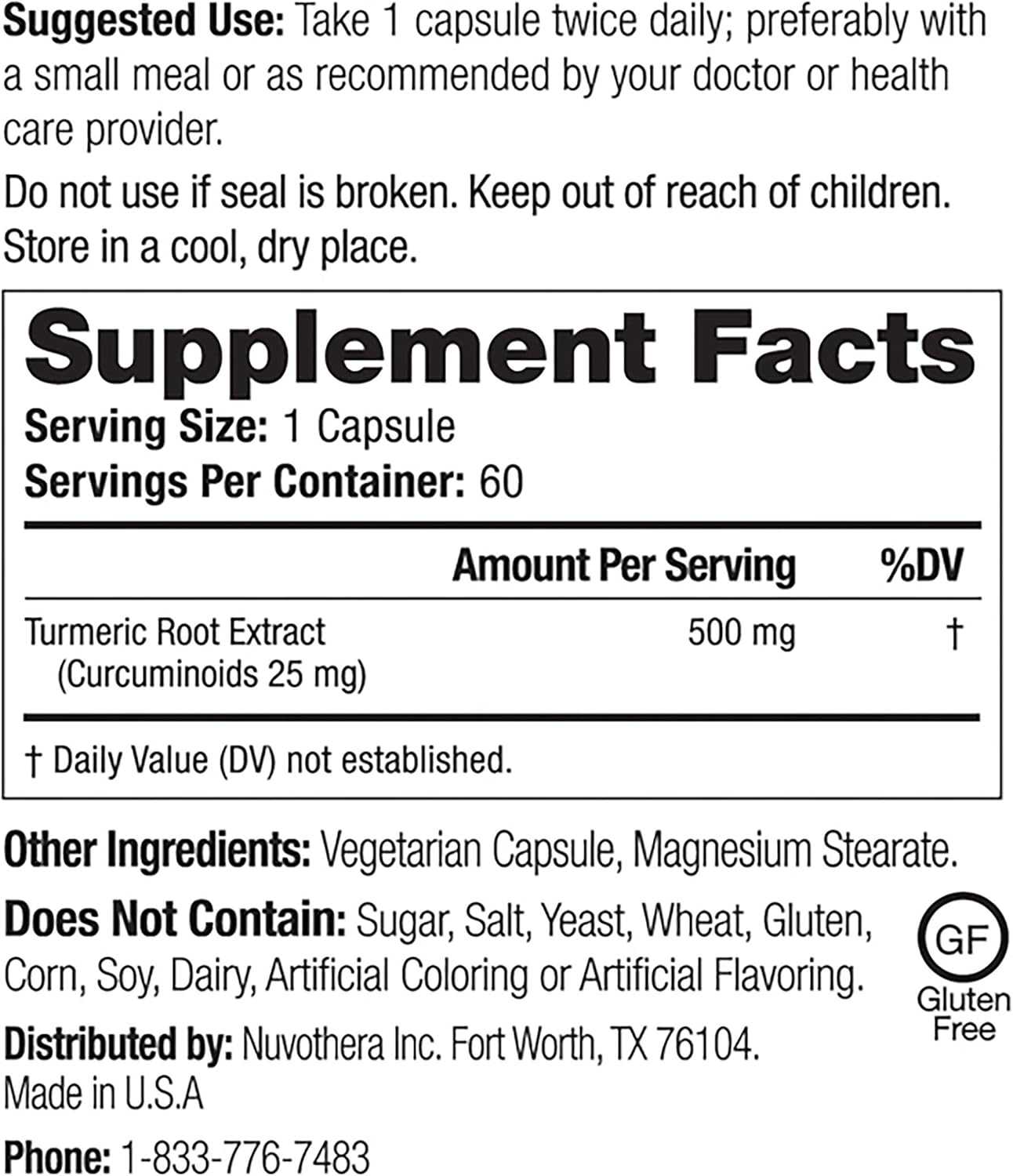 Super-Micronized Turmeric Curcumin Capsules - 1 Month Supply for Joint, Skin, Gut Health - Non-GMO, Rapid Absorption, Antioxidants - 60 Capsules