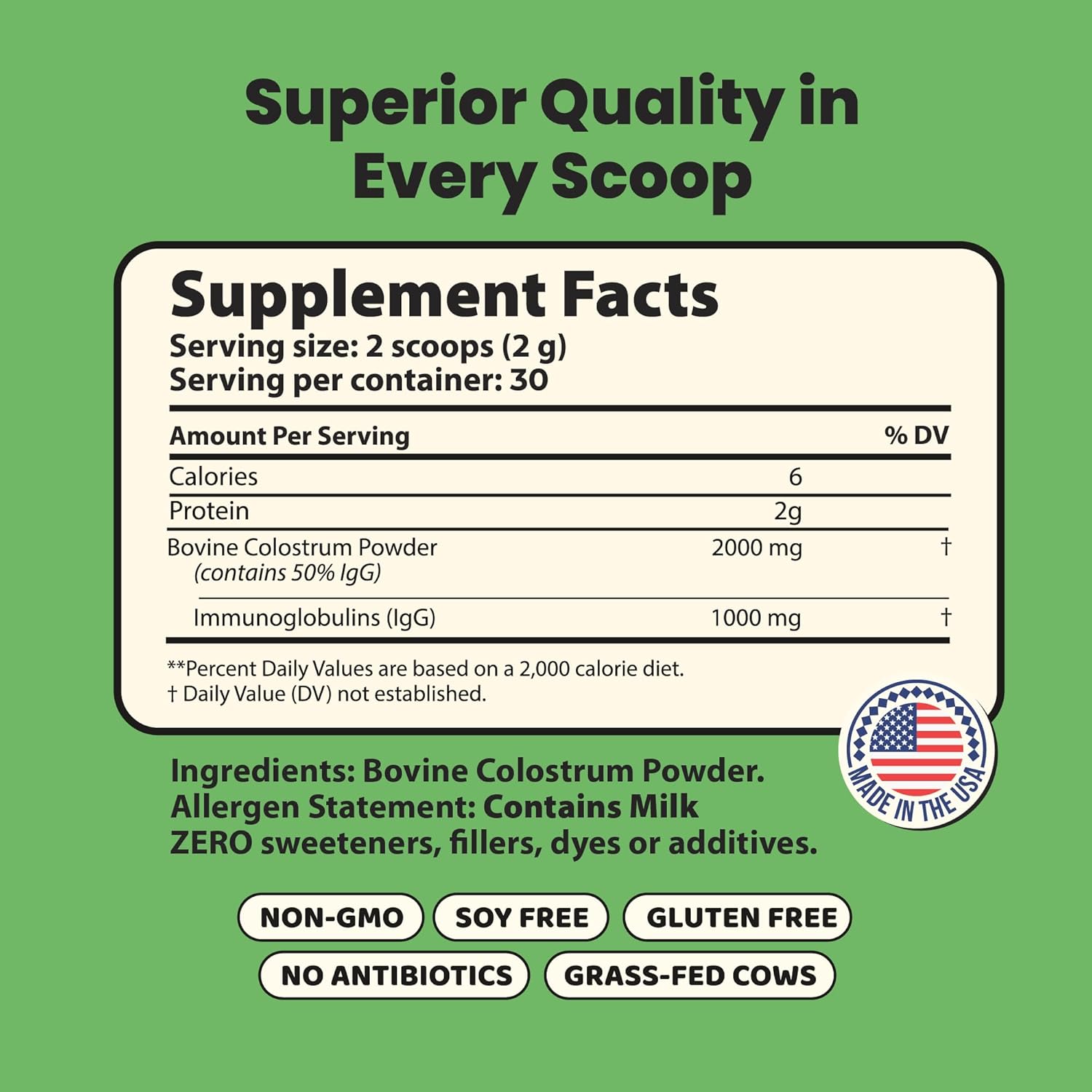 Super MOO Grass Fed Bovine Colostrum Powder for Bloating, Immune Support, Energy, Gut Health, Hair, Skin, Nails - 30 Servings - BoostGo Australia