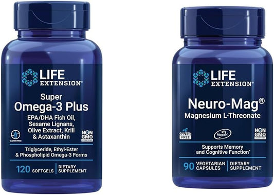 Super Omega-3 Fish Oil with Sesame Lignans & Neuro-Mag Magnesium L-Threonate for Life Extension