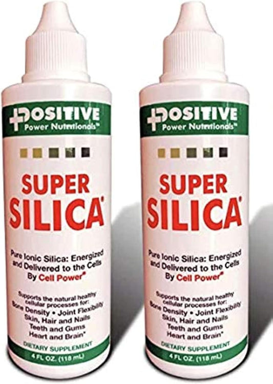 Super Silica Liquid Concentrate 4 oz Bottles (Pack of 2) - High Absorption for Collagen Production, Bone Density, Joint Flexibility, Skin, Hair, Nails - Pill Holder by GeoMetal™