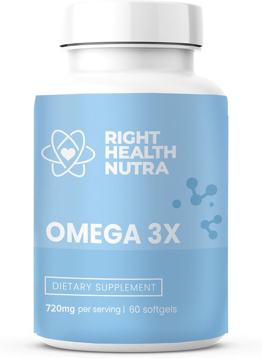 Super Strength Omega-3X 720mg Softgels - Life Extension Fish Oil Supplement for Men and Women - 60 Count