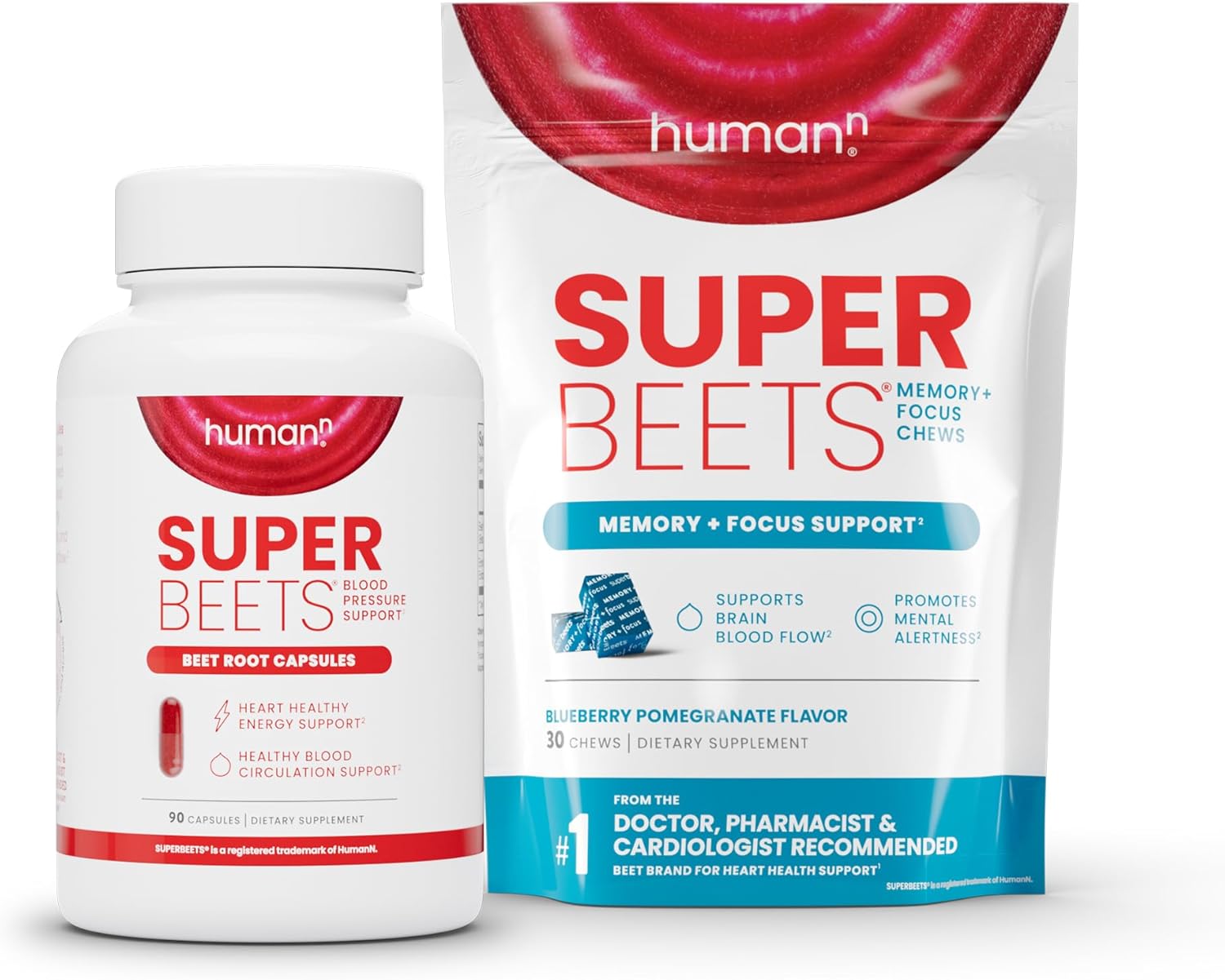 SuperBeets Beet Root Capsules and Memory + Focus Chews for Improved Cognitive Function and Mental Clarity