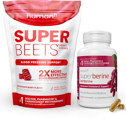 SuperBeets Heart Chews and SuperBerine Capsules by humanN for Heart Health Booster