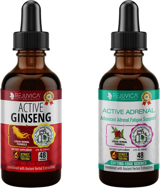 Supercharge Your Energy Levels with Rejuvica Health Ultimate Energy Bundle - Active Ginseng & Active Adrenal - Ginseng, Rhodiola, Ashwagandha & More!