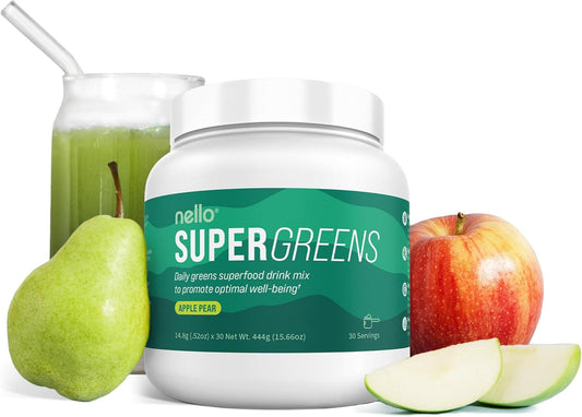 Superfood Greens Drink Mix with Chlorella, Moringa, Spinach, Broccoli, & Enzymes - Nutrient-Rich Powder for Wellness (30 Servings)