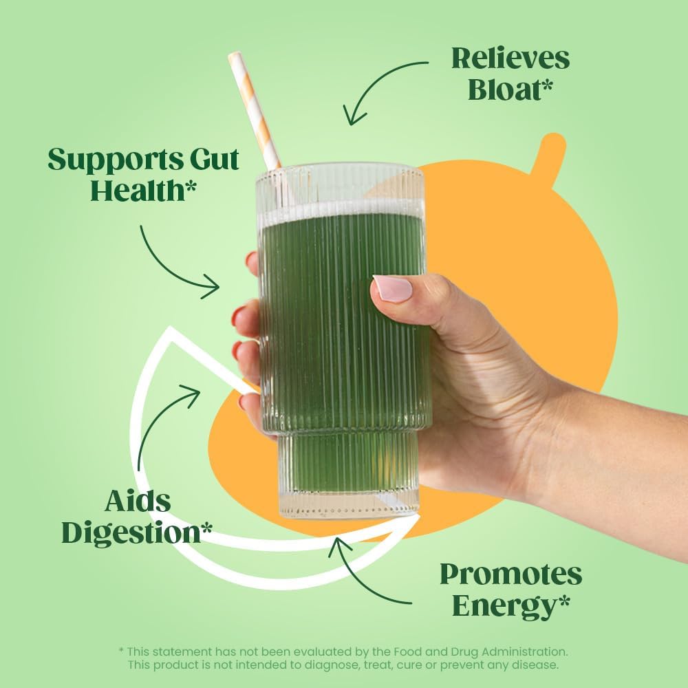 Superfood Greens Powder with Digestive Enzymes, Probiotics, and Prebiotics for Women - Gut Health, Bloating Relief, Chlorella, Beet Root Powder - 25 Servings, Mango Flavor