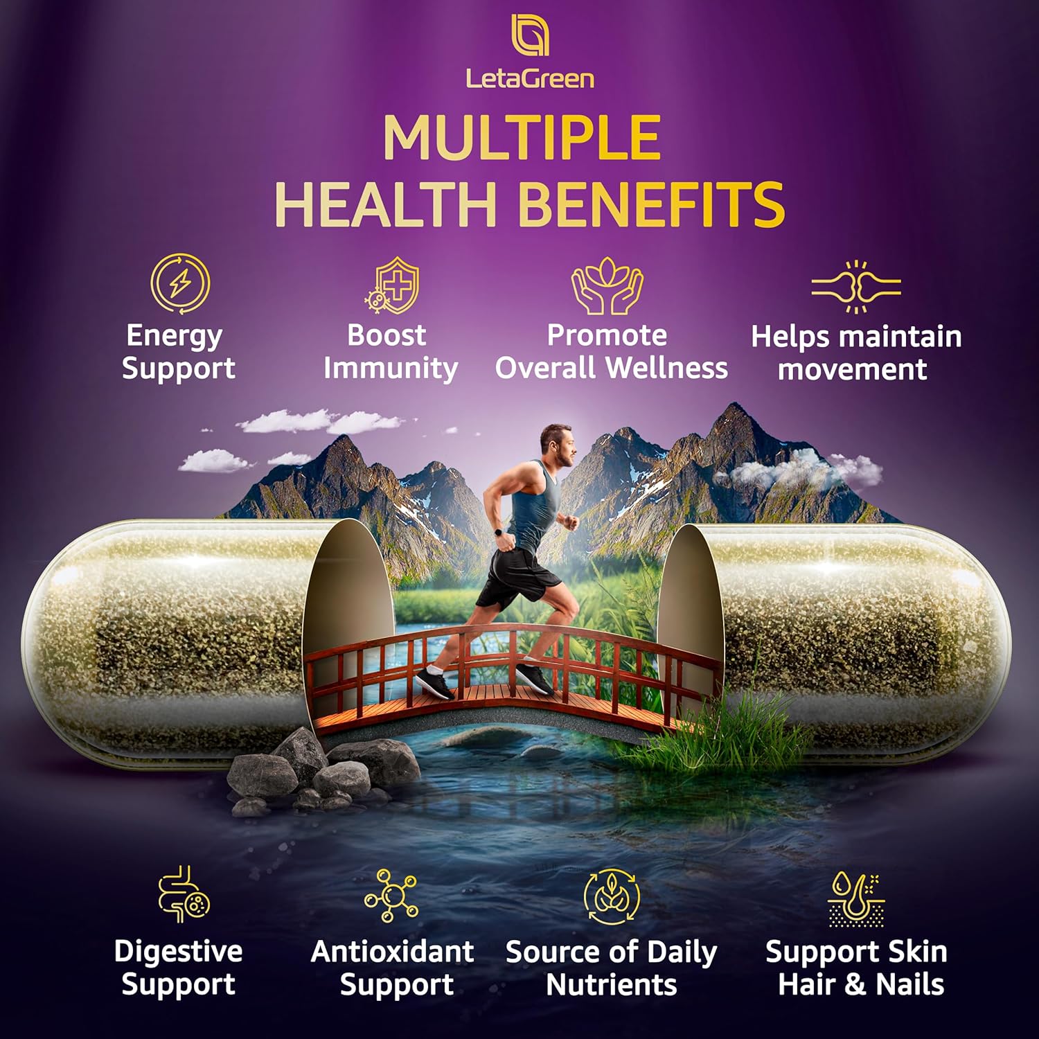 Superfood Immune Support Capsules with Sea Moss, Black Seed Oil, Ashwagandha, Bladderwrack, Burdock, Turmeric, Vitamins, and Minerals 120 Count - BoostGo Australia