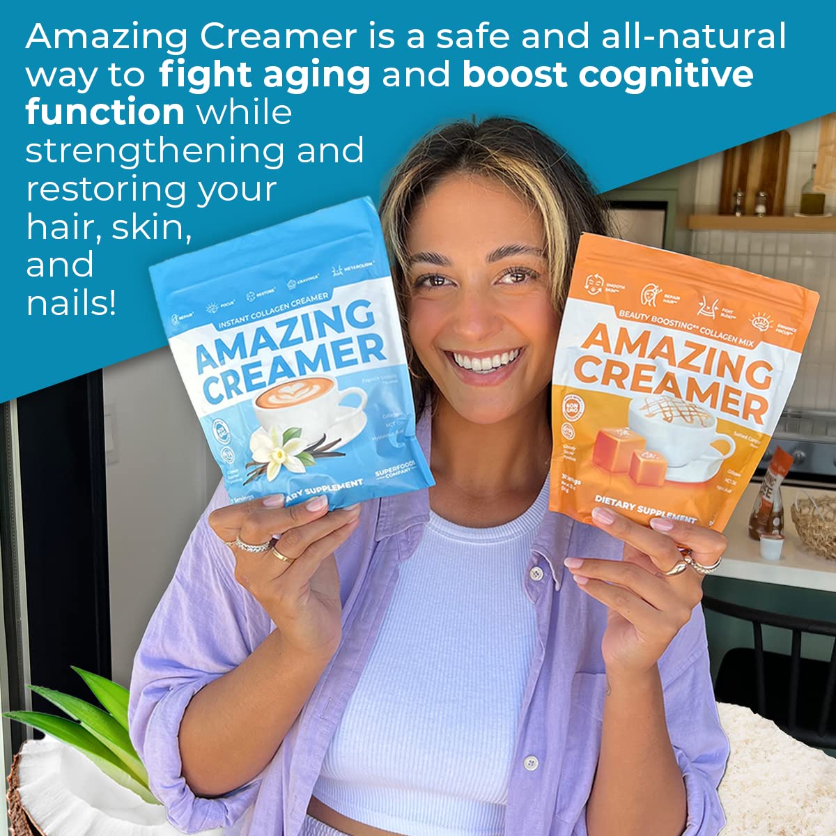 Superfoods Company Collagen Keto Creamer with Hyaluronic Acid & MCT Oil - Boosts Brain Function, Curbs Cravings, Supports Skin & Hair Health - Diet-Friendly Vanilla Flavor - 60 Servings