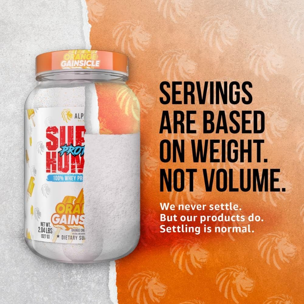 Superhuman Whey Protein Isolate Powder for Muscle Recovery & Growth - Low Carb, Low Sugar, No Bloat Post Workout - Orange Gainsicle Flavor - 28 Servings