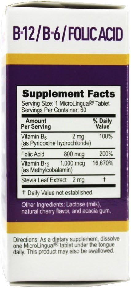 Superior Source No Shot B12 Methylcobalamin 1000 mcg with B6 & Folic Acid 800 mcg - 60 Quick Dissolve Tablets - Boost Energy Levels and Support Overall Health