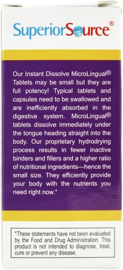 Superior Source No Shot B12 Methylcobalamin 1000 mcg with B6 & Folic Acid 800 mcg - 60 Quick Dissolve Tablets - Boost Energy Levels and Support Overall Health