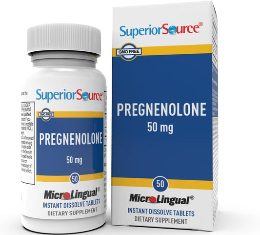 Superior Source Pregnenolone 50mg MicroLingual Tablets, 50 Count - Supports Memory, Immune System, Hormone Balance - Non-GMO - BoostGo Australia