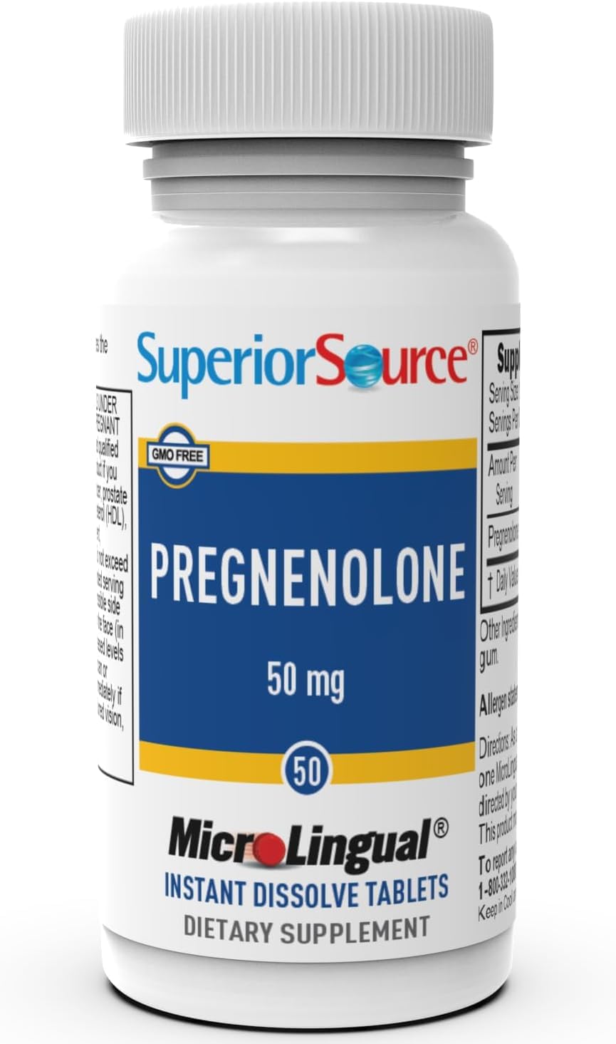 Superior Source Pregnenolone 50mg MicroLingual Tablets, 50 Count - Supports Memory, Immune System, Hormone Balance - Non-GMO - BoostGo Australia