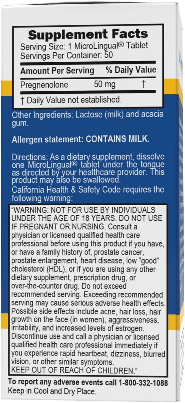 Superior Source Pregnenolone 50mg MicroLingual Tablets, 50 Count - Supports Memory, Immune System, Hormone Balance - Non-GMO - BoostGo Australia
