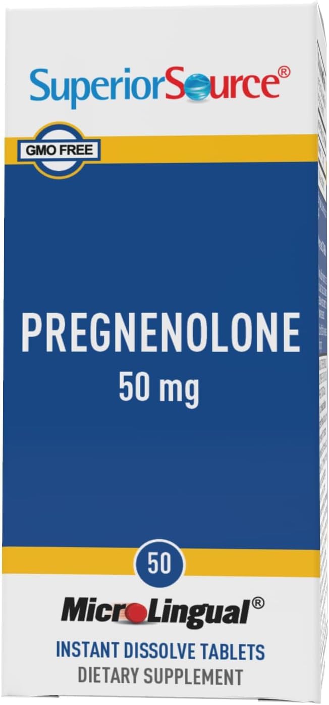 Superior Source Pregnenolone 50mg MicroLingual Tablets, 50 Count - Supports Memory, Immune System, Hormone Balance - Non-GMO - BoostGo Australia