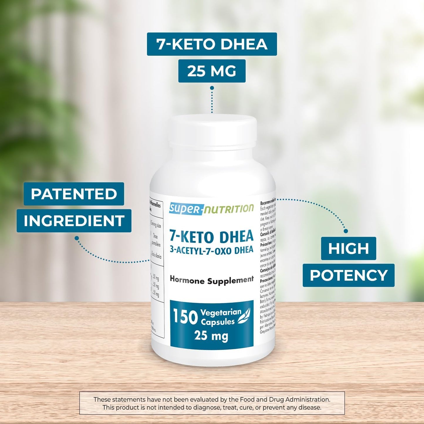 Supersmart 7-Keto DHEA Supplement 25mg - Natural Metabolite - Non-GMO & Gluten-Free - 150 Capsules