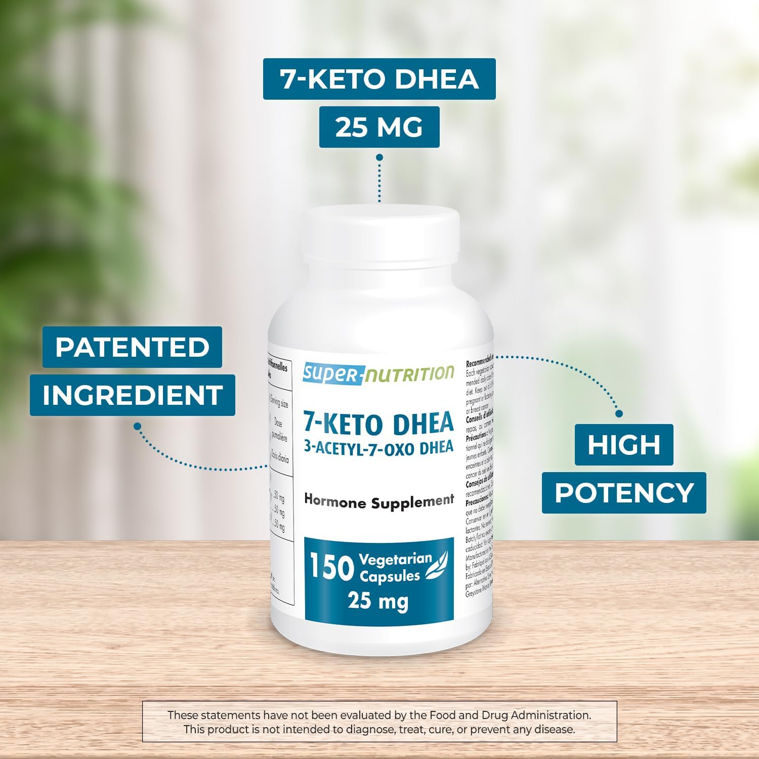 Supersmart 7-Keto DHEA Supplement 25mg - Natural Metabolite - Non-GMO & Gluten-Free - 150 Capsules