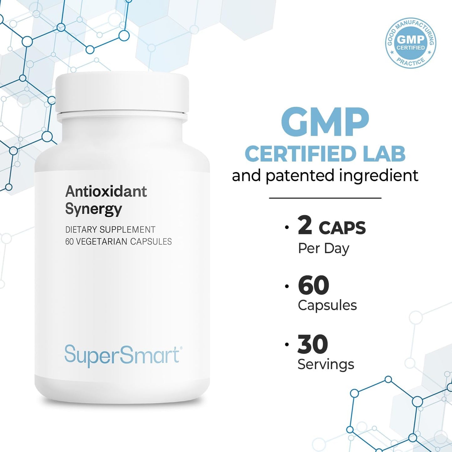 Supersmart Antioxidant Synergy Capsules with Turmeric Curcumin & Alpha Lipoic Acid - Non-GMO & Gluten-Free - 60 Veg Caps