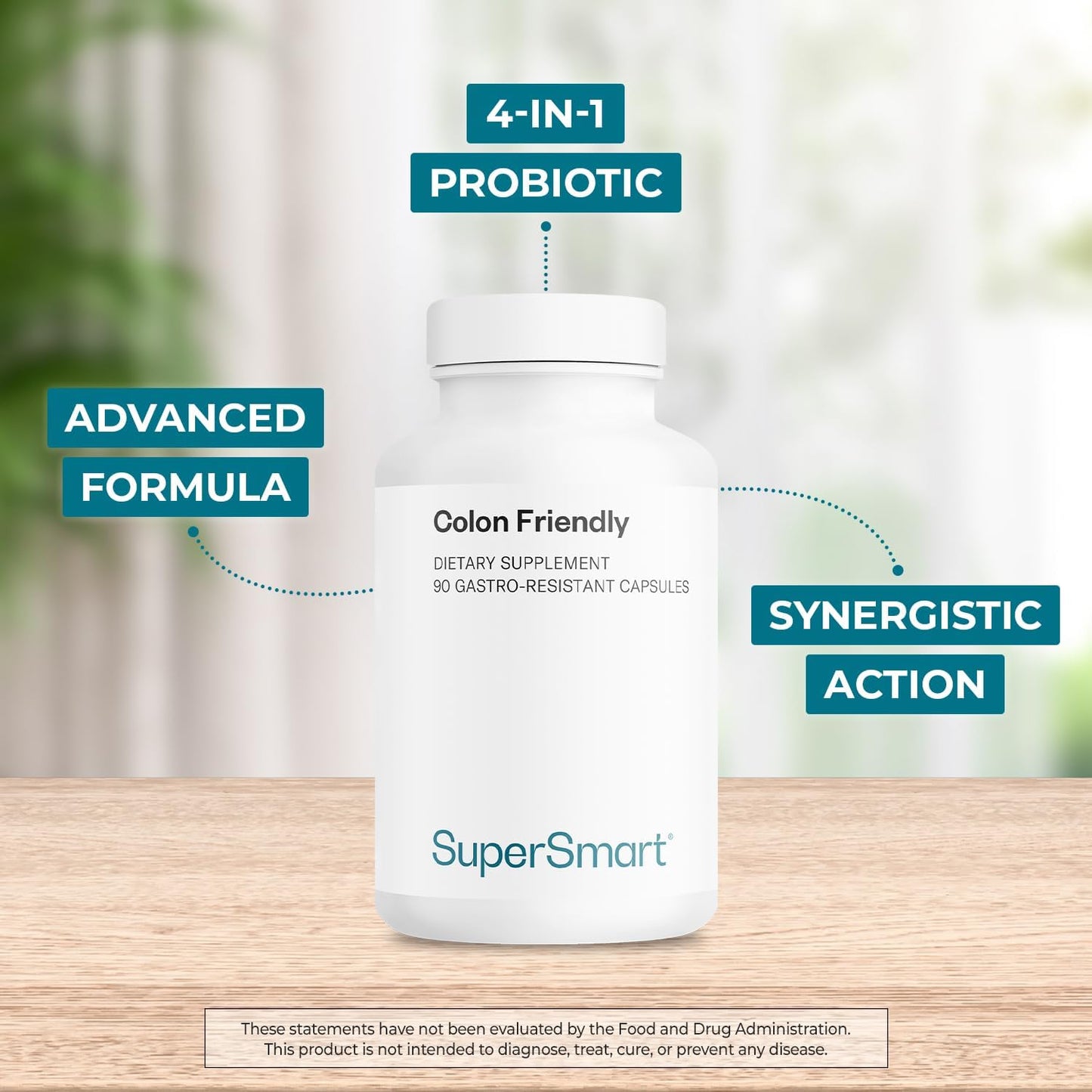 Supersmart Colon Support Probiotic - 17 Billion CFU Daily - Bowel Health Supplements - Non-GMO, Gluten-Free - 90 DR Capsules