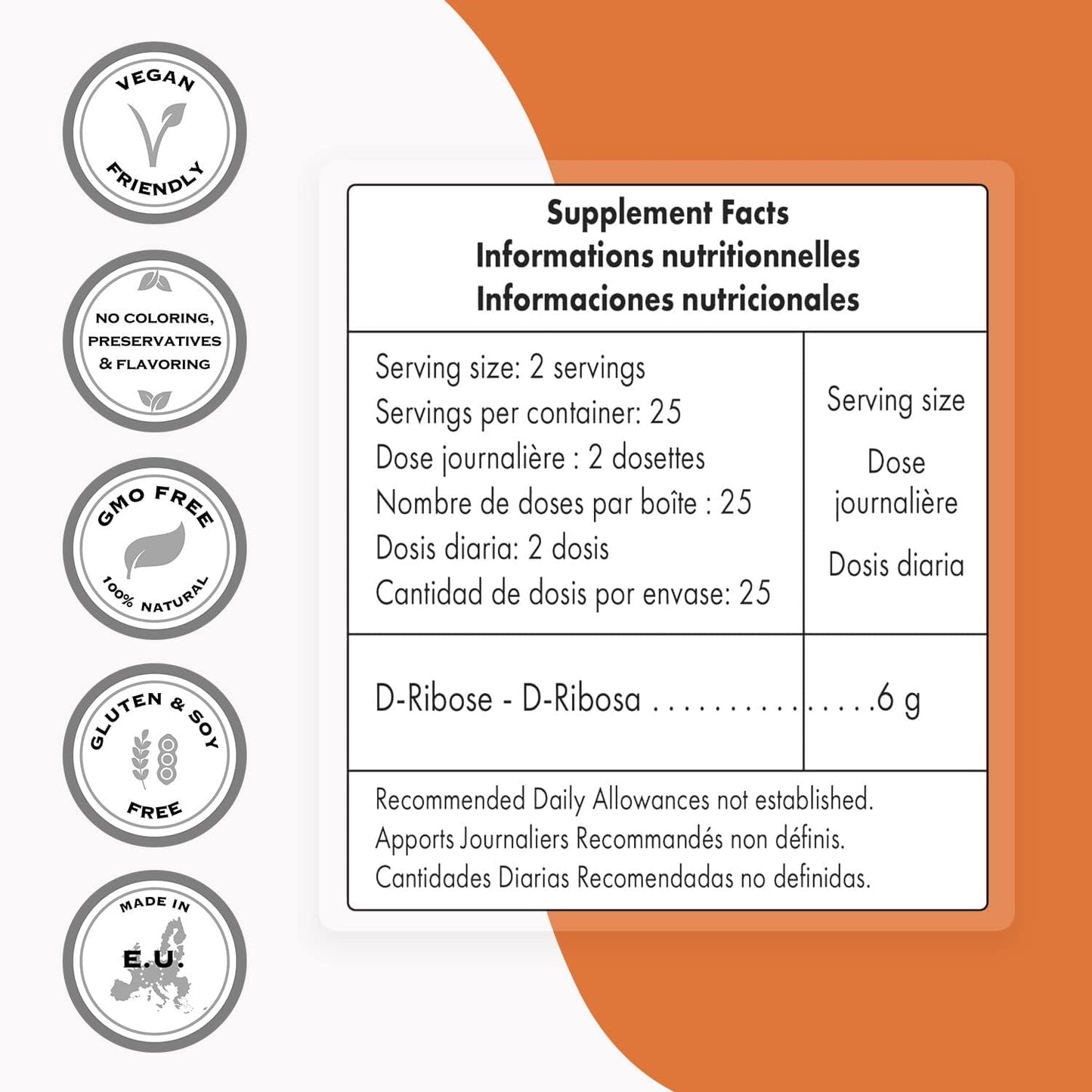 Supersmart D-Ribose Energy Pills: Supports ATP Production, Enhances Endurance & Recovery - Non-GMO & Gluten Free - 150g