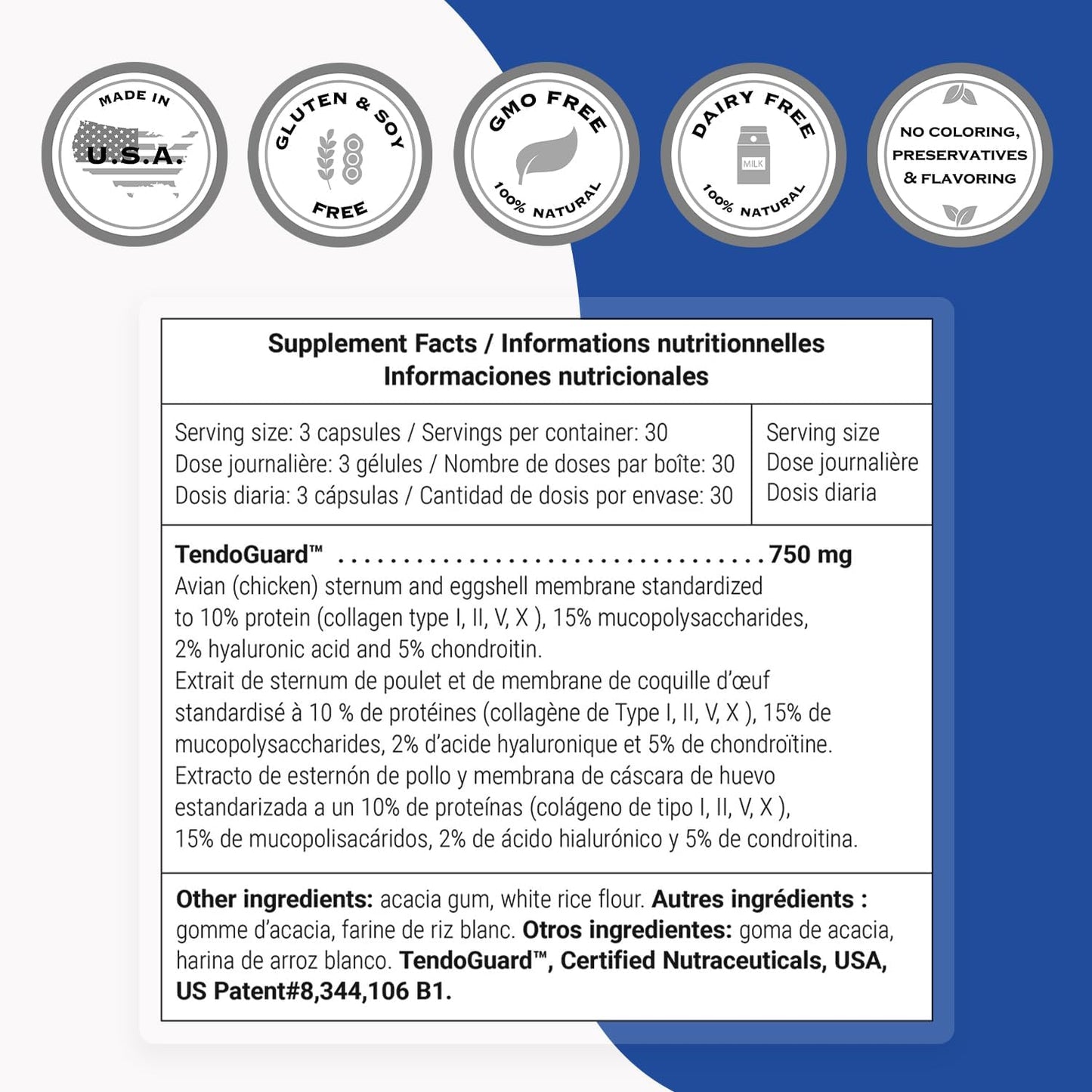 Supersmart Tendo-Fix Capsules - Enhances Joint Mobility with 750mg Collagen Per Day - Non-GMO, Gluten Free (90 ct) - BoostGo Australia
