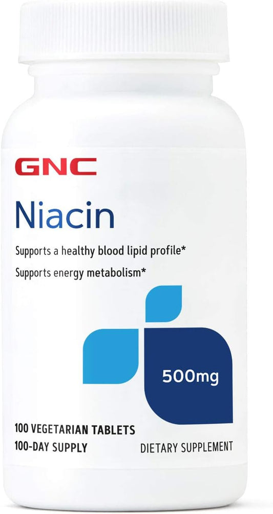 Support Blood Vessel Health with GNC Niacin 500mg - 100 Tablets