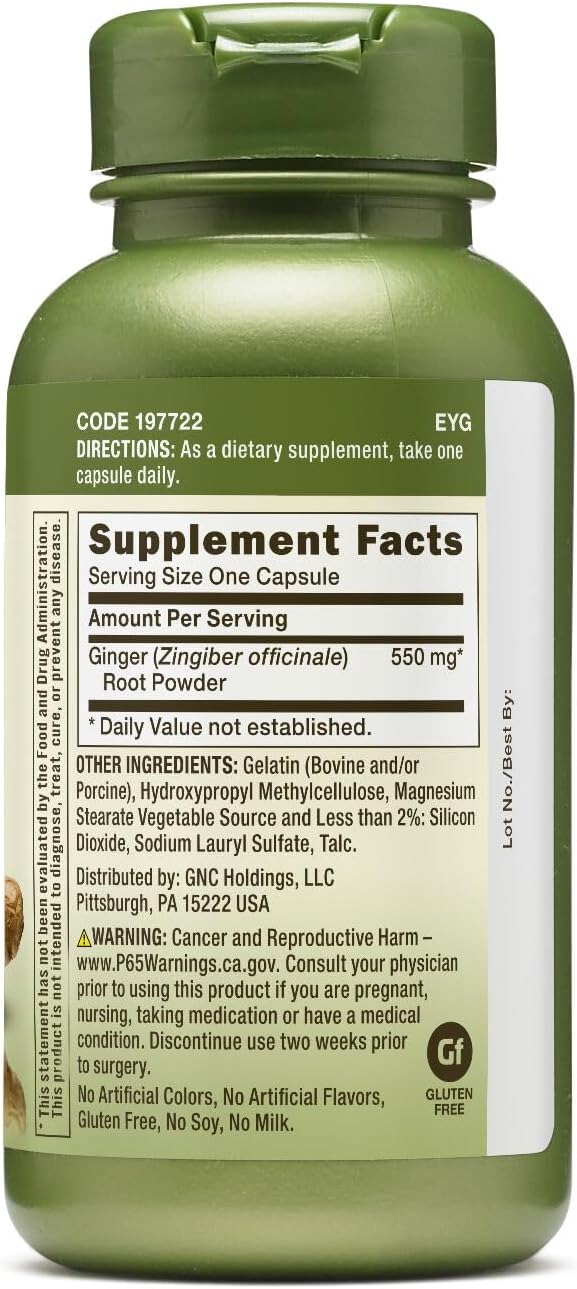 Support Digestive Health with GNC Herbal Plus Ginger Root Capsules - 550mg, 100 Count - BoostGo Australia