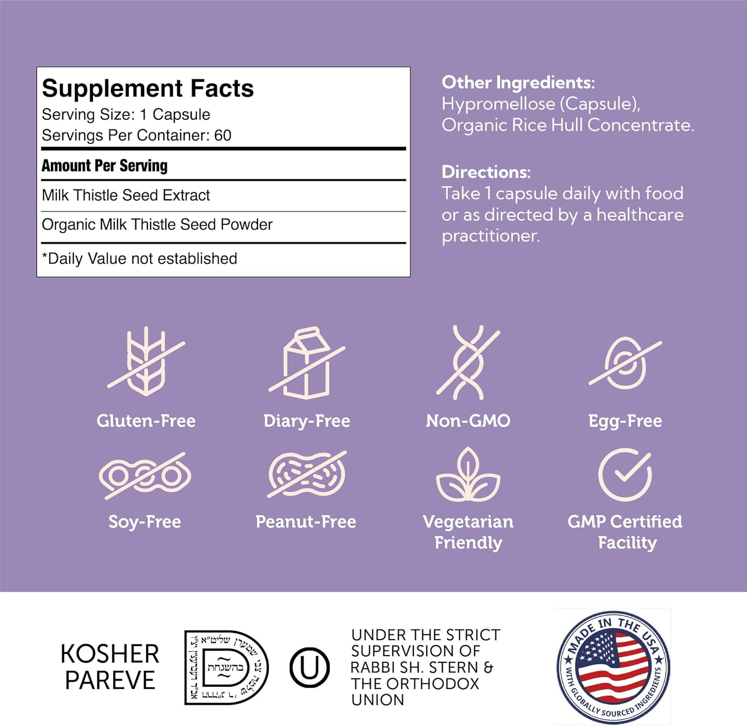 Support Healthy Liver Function with Zahler Milk Thistle Supplement - 100 Capsules