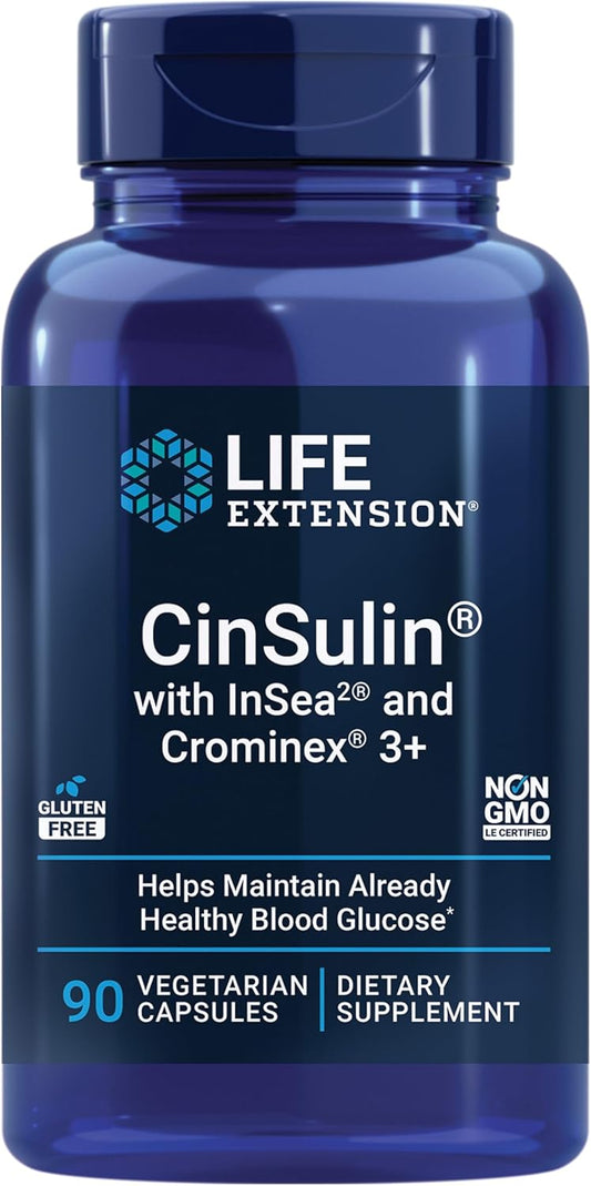 Support Healthy Metabolism & Satiety with Life Extension CinSulin® 90 Capsules, Gluten-Free & Non-GMO