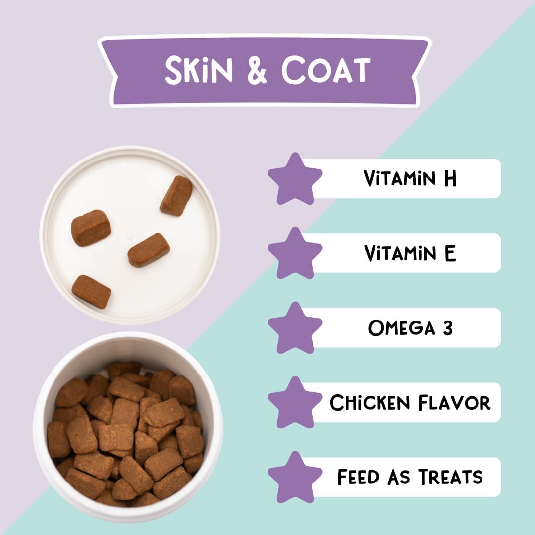 Support Your Cat's Skin & Coat Health with LOVE, NALA Soft Chews - Omega 3 Fish Oil, Biotin, Vitamin E - 90 Treats - 3.2 oz