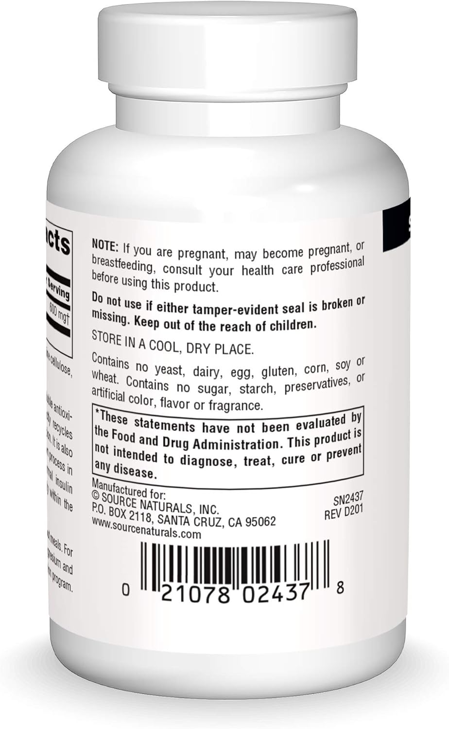 Supports Healthy Sugar Metabolism & Liver Function - Source Naturals Alpha Lipoic Acid 600mg, 30 Capsules