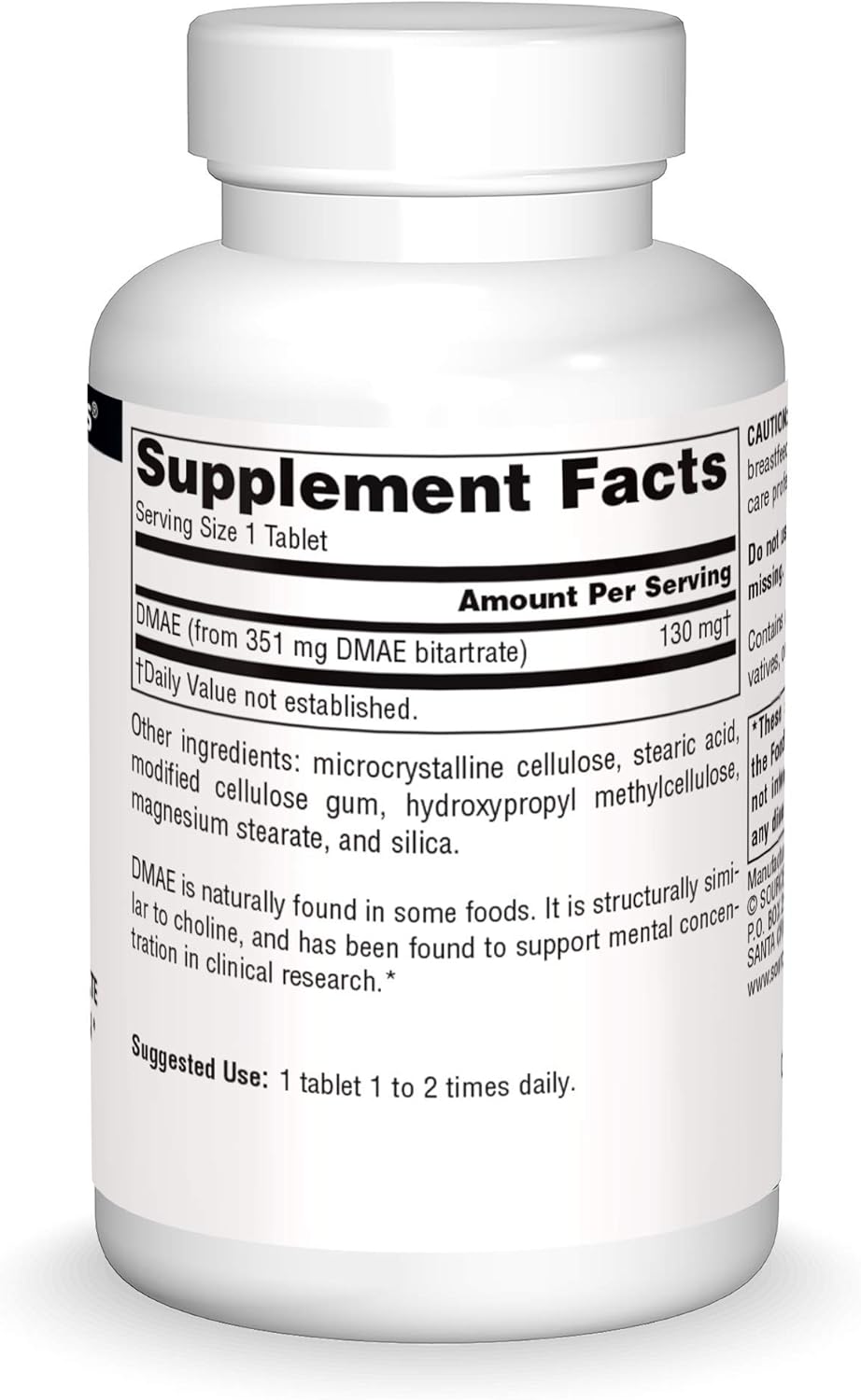 Supports Mental Concentration - Source Naturals DMAE Bitartrate Tablets (100 Count)