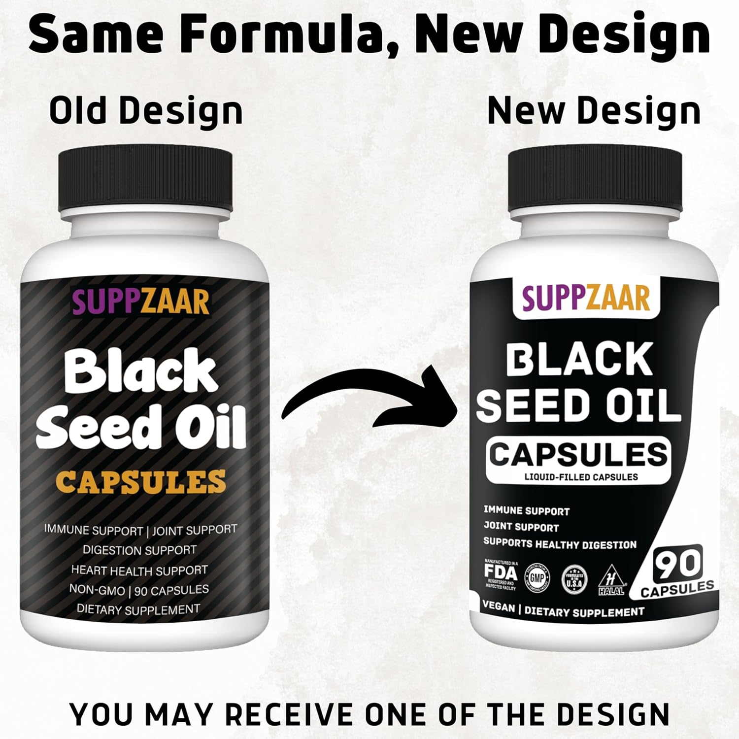 SUPPZAAR Cold-Pressed Vegan Black Seed Oil Capsules - 1000mg, Non-GMO & Gluten-Free - Immune, Structure, Skin & Digestion Support - 90 Capsules