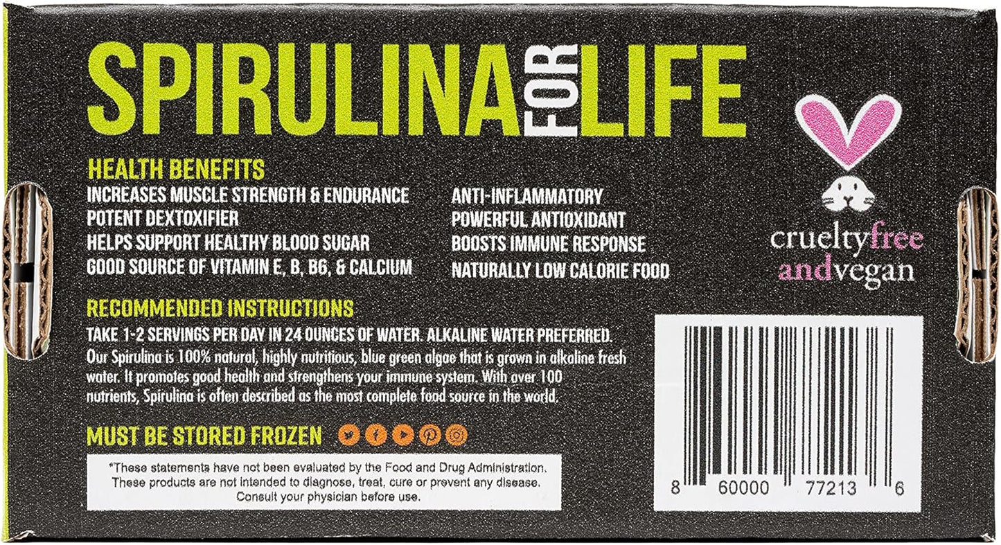 Supreme Green Spirulina Stick Pack - 7 Day Supply, Flash Frozen in USA - Pure Alkaline Water Grown Superfood & Multivitamin