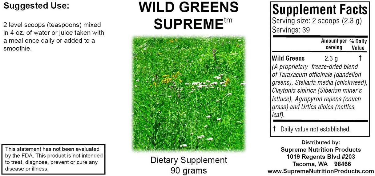 Supreme Nutrition Wild Greens Herbal Combination Powder - 90 Grams - Pure and Nutritious