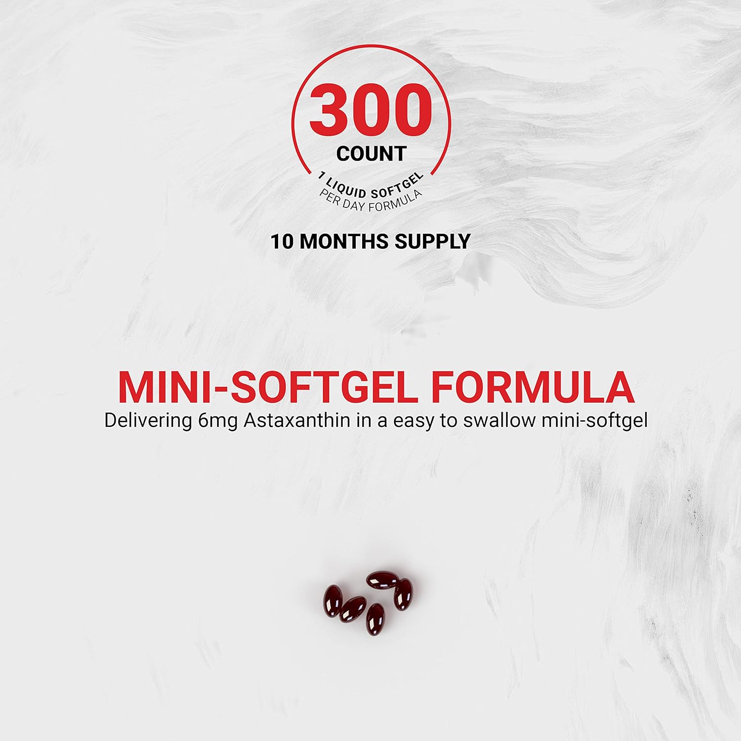 Sustainably Grown Naturalis New Zealand Astaxanthin Softgels - Non-GMO, Soy & Gluten Free - 300 Mini Softgels