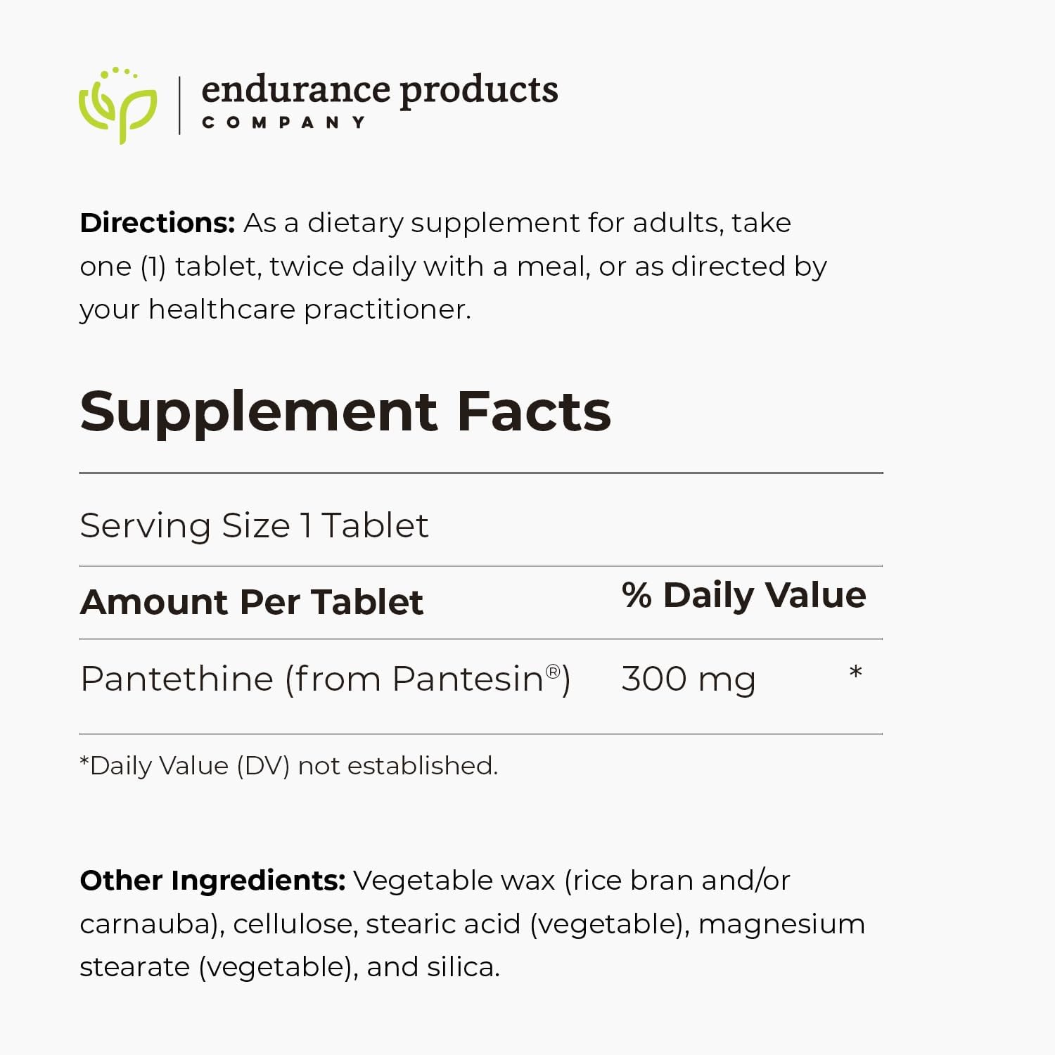 Sustained Release Pantethine Dietary Supplement for Cardiovascular Health - 300mg, 200 Tablets