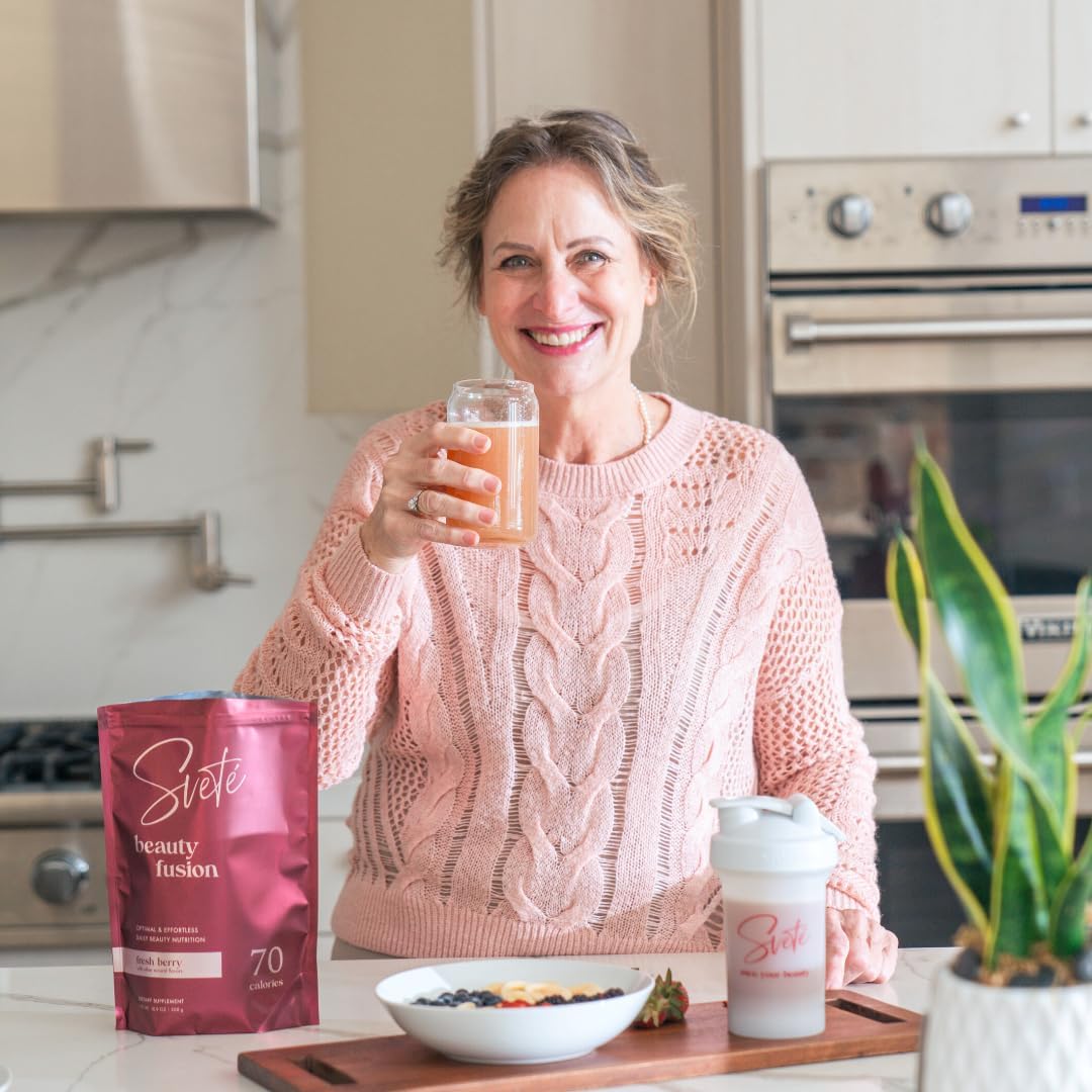 Svete Hydrolyzed Multi Collagen Powder Beauty Superfood for Women - Berry Flavor Keto Supplement with Vitamins, Probiotics, Peptides for Aging Skin, Hair, Nails, Joints, and Gut Health