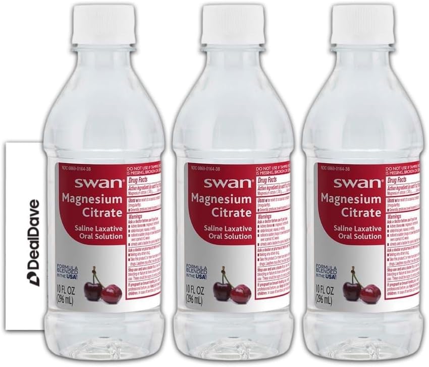 Swan Magnesium Citrate Oral Solution 10 oz (3 Pack) - Cherry Flavor Deal on Deal Dave