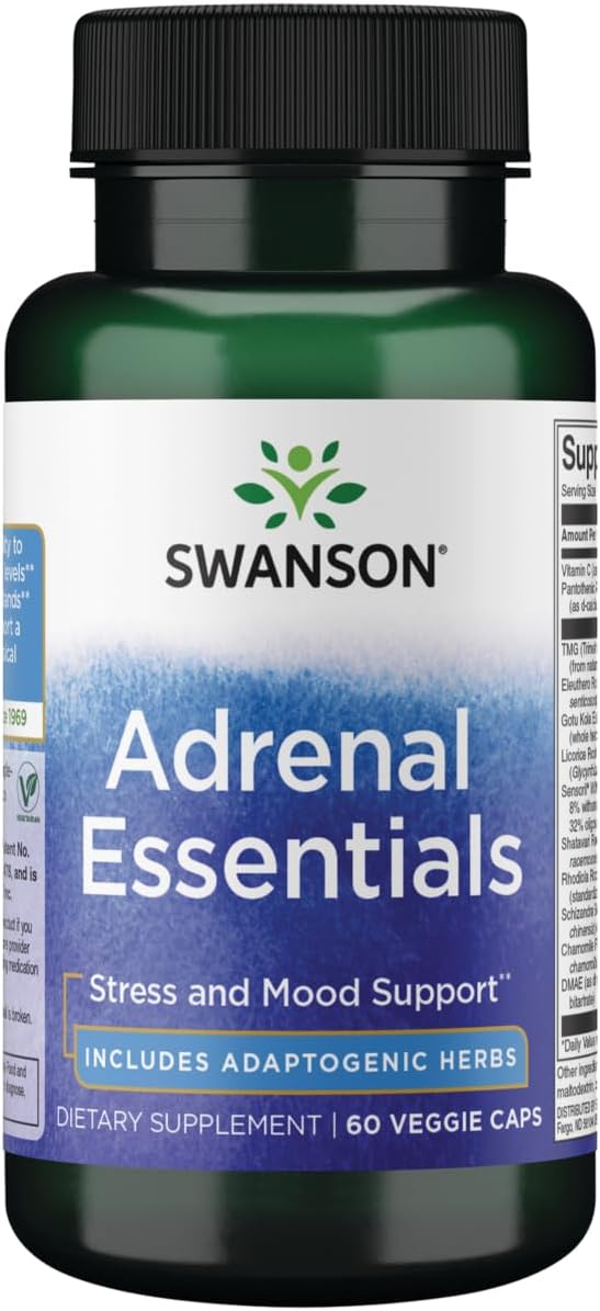 Swanson Adrenal Essentials Capsules - 60 Vegetarian Capsules for Adrenal Support