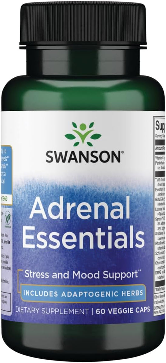 Swanson Adrenal Essentials Capsules - 60 Vegetarian Capsules for Adrenal Support