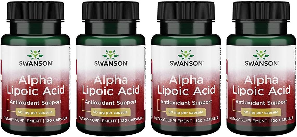 Swanson Alpha Lipoic Acid 50mg 120 Capsules x4 - Antioxidant Support Supplement