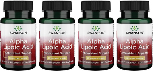 Swanson Alpha Lipoic Acid 50mg 120 Capsules x4 - Antioxidant Support Supplement