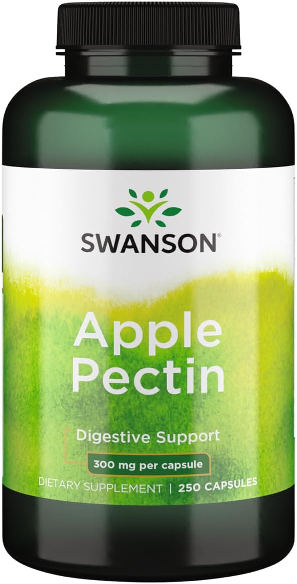 Swanson Apple Pectin Capsules - 300mg, 250 Count - Dietary Fiber Supplement for Digestive Health