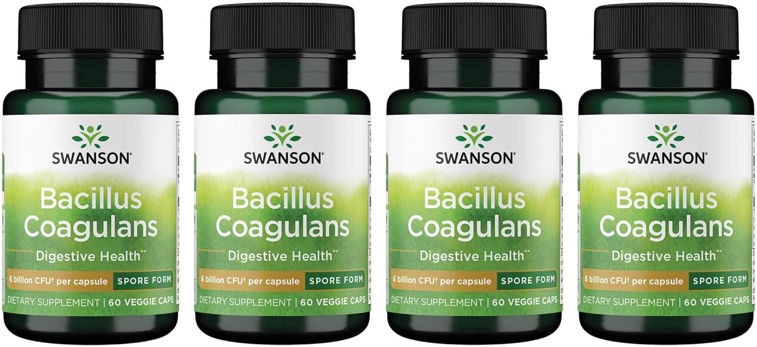 Swanson Bacillus Coagulans Probiotic Supplement - 6 Billion CFU for Digestive & Gut Health - 60 Veg Caps
