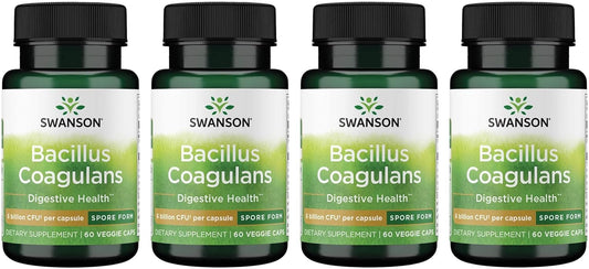 Swanson Bacillus Coagulans Probiotic Supplement - 6 Billion CFU for Digestive & Gut Health - 60 Veg Caps