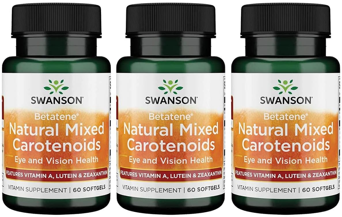 Swanson Betatene Natural Mixed Carotenoids Supplement - 180 Softgels, Pack of 3