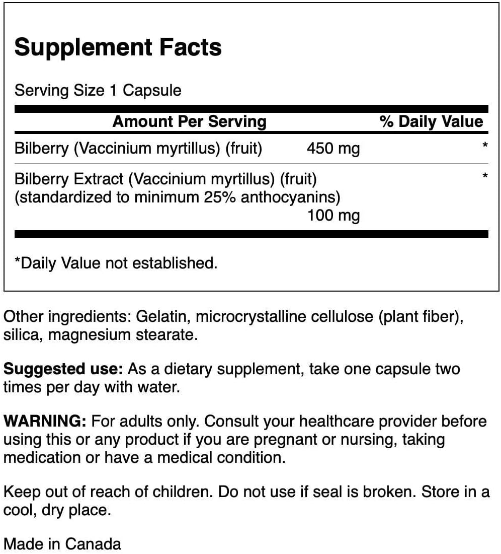 Swanson Bilberry Extract 100mg Extra Strength (Standardized) - 60 Capsules