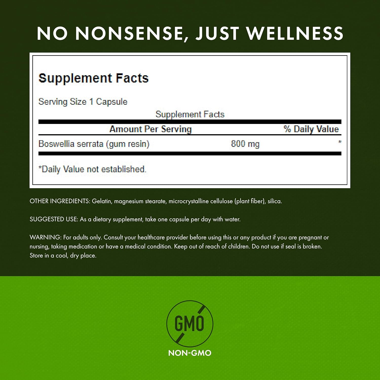 Swanson Boswellia Serrata Resin Capsules - Double Strength Ayurvedic Herb for Joint Flexibility and Mobility Support (60 Capsules, 800mg)