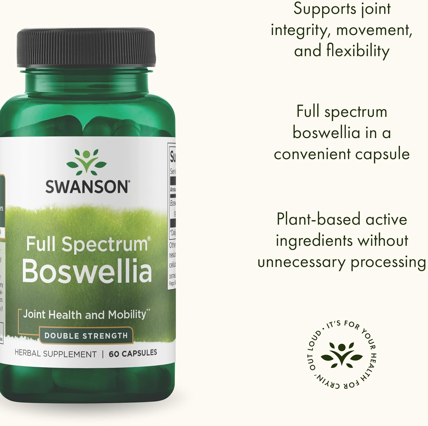 Swanson Boswellia Serrata Resin Capsules - Double Strength Ayurvedic Herb for Joint Flexibility and Mobility Support (60 Capsules, 800mg)